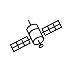 Simple line drawing of a satellite with solar panels