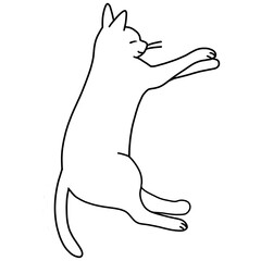 くつろいで眠る猫　線画イラスト