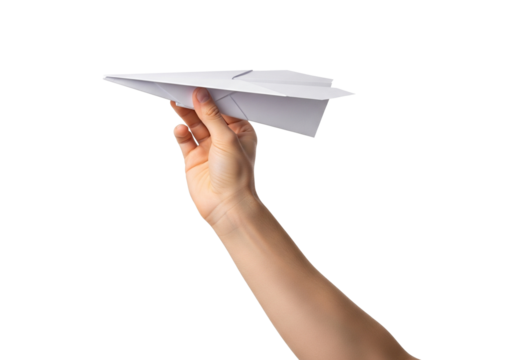 hand holding a paper plane