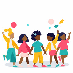 Fototapeta premium happy children with balloons international Day of the Girl Child