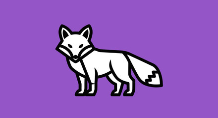 Line art fox standing out on a purple backdrop. Possible use for mascot or logo designs