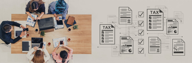 A concept of the tax compliance process. This shows the auditing and verification of various...