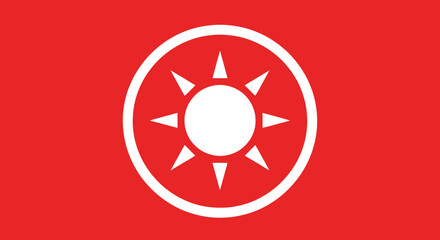 White sun emblem on red for a nationalist flag or a political symbol