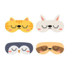 Cute animals sleeping mask collection cartoon illustration