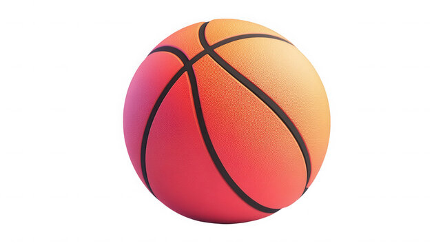A basketball with a gradient from orange to pink on a  transparent background in a studio shot view