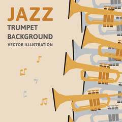 Record jacket style background material. Retro design vector illustration data featuring multiple trumpets.