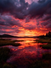 sunset over the lake