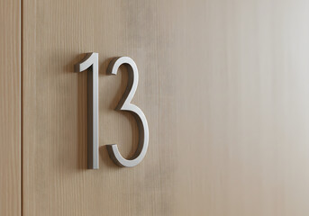 Number thirteen on wood surface symbol of numerology or sequence