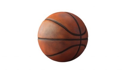 A basketball with black lines isolated on a  transparent background in a studio shot with soft lighting