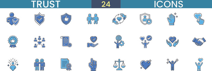 Collection of trust and reliability icons symbolizing security and safety vector