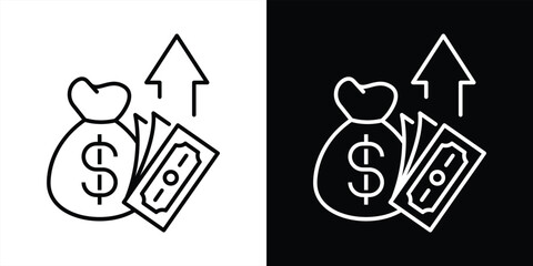 money growth momentum icon. thin line representing financial gain, wealth increase, business profit expansion icon. vector illustration