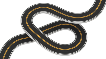 Winding road symbolizes journey challenges and strategic planning ahead