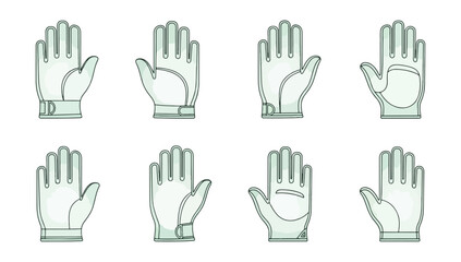 Various light green gloves