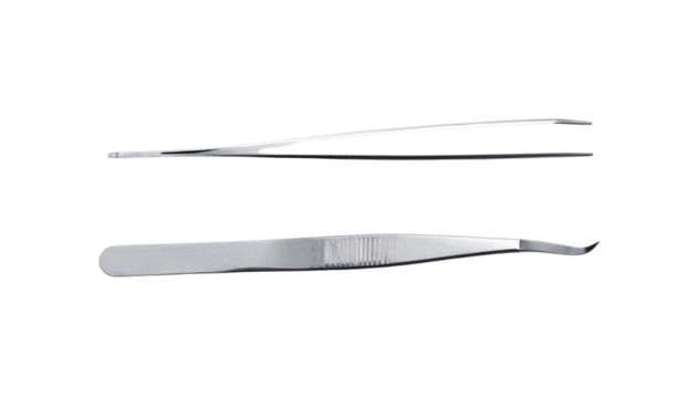 "Realistic Vector Illustration of Silver Metal Tweezers Isolated on White Background for Medical, Beauty, and Laboratory Design"