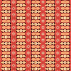 Intricate red symmetrical texture with patterned, repetitive, and ornamental design elements, ideal for textile, fashion, or background use.