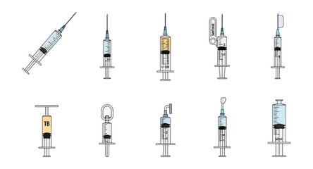 Various syringe types illustrations