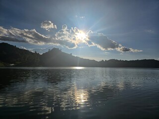 sunset over the lake
