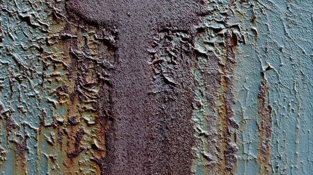 oxidized. Close-up of oxidized steel surface with intricate rust patterns, showcasing metallic weathering details under directional light. safety posters.