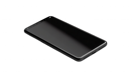 A sleek black smartphone resting on a dark surface with a minimalist and modern aesthetic appeal to it