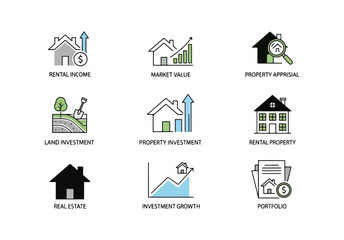 Real estate investment icons