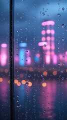 Mystical City Lights Through Raindrops