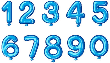 Blue Balloon Numbers Vector Illustration