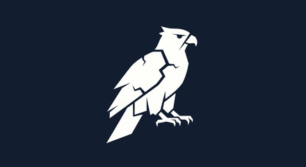 White eagle emblem, seated against a dark background. Can be used as a logo for security, sports, or aviation