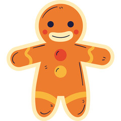 Sweet Flat Design of Smiling Gingerbread Character with Icing Details