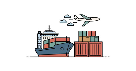 Global cargo transportation illustration