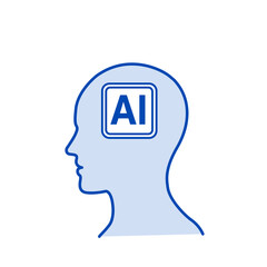 人工知能の概念図　シンプルなAIのイメージイラスト　アイコン　マーク　生成AI  モノクロ  シルエット
