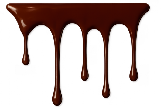 Melted chocolate dripping down with transparent background