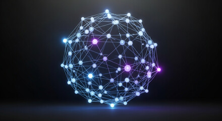 Stunning digital network sphere with glowing nodes, perfect for illustrating cutting-edge technology and modern connectivity concepts for innovative businesses