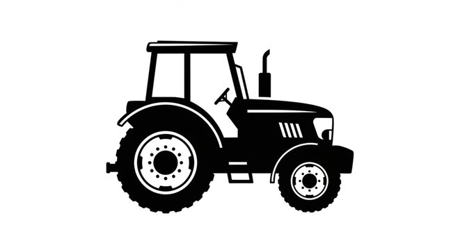 Powerful black tractor icon for agricultural projects and farming designs, conveying strength and reliability for modern farming solutions.