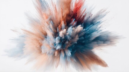 reaction. Dramatic red powder explosion against white, captured with dynamic motion blur. event key visuals, club posters, designed for fitness apps and gym onboarding, drives event promotion.