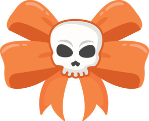 Orange Bow with Skull for Halloween Decoration