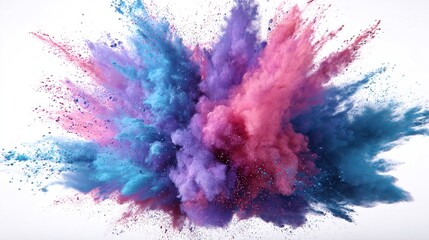 reaction. Dramatic red powder explosion against white, captured with dynamic motion blur. event key visuals, club posters, designed for fitness apps and gym onboarding, drives event promotion.