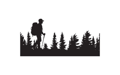 Fototapeta premium man and mountains tree black silhouette