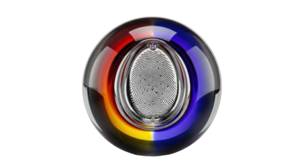 Colorful Glass Paperweight with Fingerprint Design.