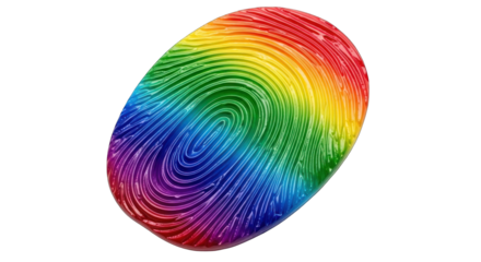 Rainbow colored fingerprint isolated on a white background.