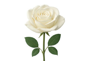 Naklejka premium White rose flower blooming with green leaves