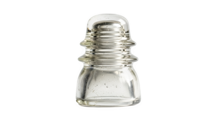 Glass insulator isolated on transparent background, a device used to support and insulate electrical conductors in power transmission
