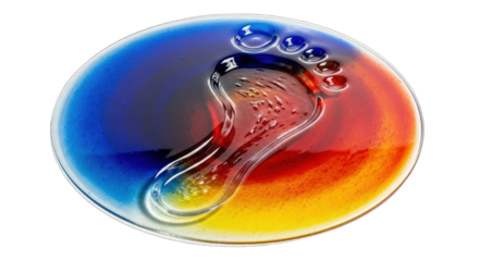 Glass Footprint Art with Vibrant Color Gradient.
