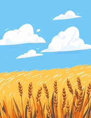 Golden Wheat Field Under a Blue Sky