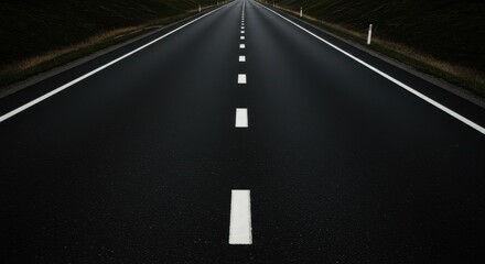 Endless asphalt a vanishing point perspective of a long, straight highway with white dashed lines