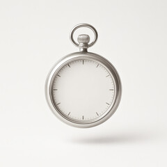 Minimalist silver pocket watch without hands or numbers, concept of timelessness and waiting
