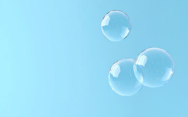 Transparent Bubbles Floating in a Light Blue Background