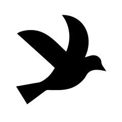 Vector art of a black silhouette of a bird in flight, , showcasing its wings and body in a simple yet elegant design, perfect for logos