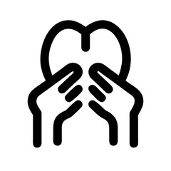 Obraz premium Vector art of an icon of hands holding a heart the icon is simple and minimalist, with a black and white color scheme, representing love and care