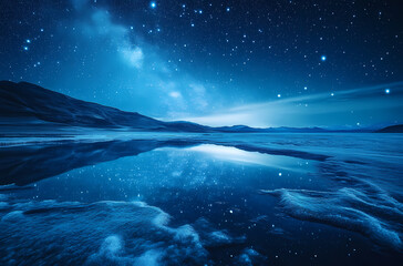 Celestial Reflection on Frozen Lake
