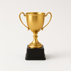 Golden trophy cup on white background, symbol of achievement, victory, and success
